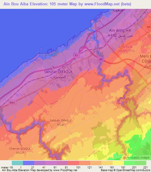 Ain Bou Aiba,Morocco Elevation Map