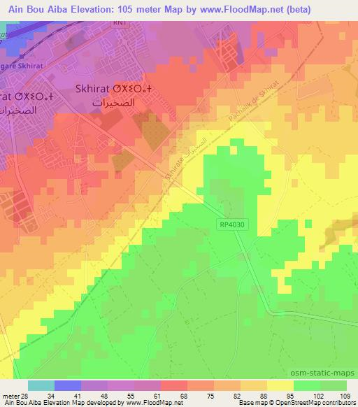 Ain Bou Aiba,Morocco Elevation Map