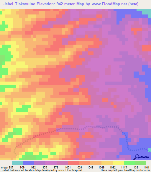 Jebel Tiskaouine,Morocco Elevation Map