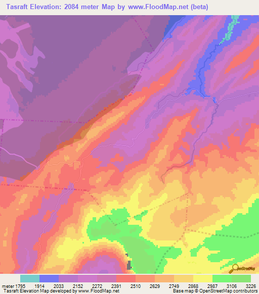 Tasraft,Morocco Elevation Map