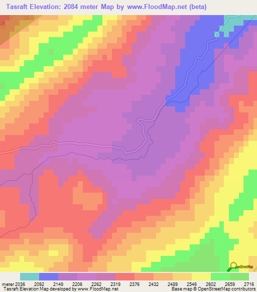 Tasraft,Morocco Elevation Map