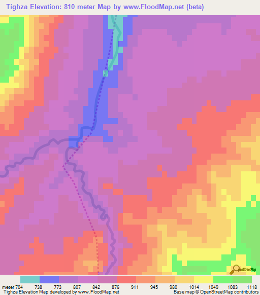 Tighza,Morocco Elevation Map