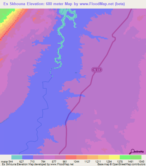 Es Skhouna,Morocco Elevation Map