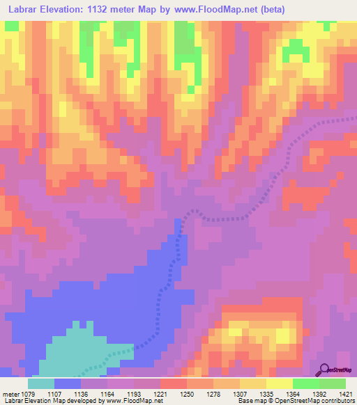 Labrar,Morocco Elevation Map