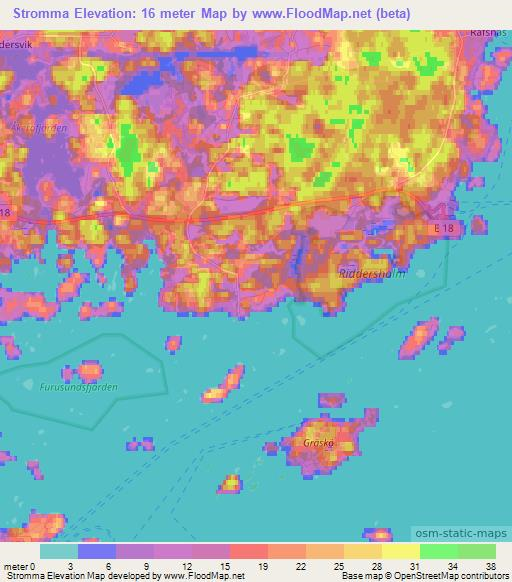 Stromma,Sweden Elevation Map