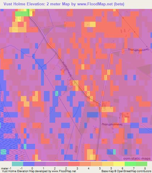 Vust Holme,Denmark Elevation Map