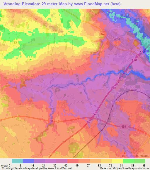 Vronding,Denmark Elevation Map
