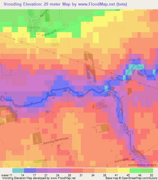 Vronding,Denmark Elevation Map