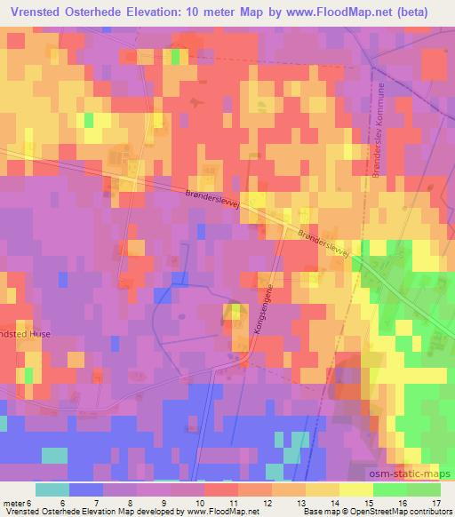 Vrensted Osterhede,Denmark Elevation Map