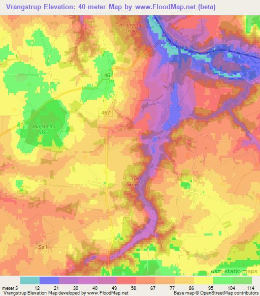 Vrangstrup,Denmark Elevation Map