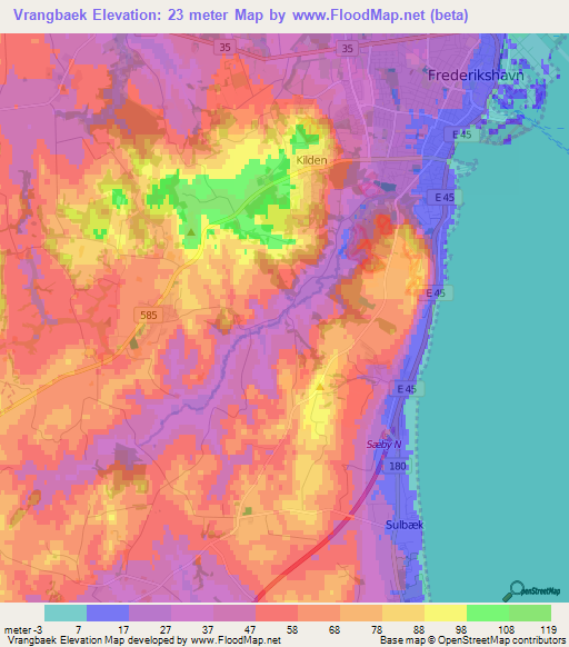 Vrangbaek,Denmark Elevation Map