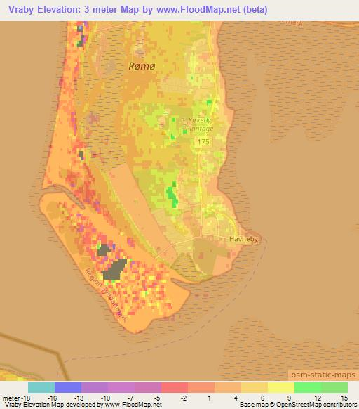 Vraby,Denmark Elevation Map