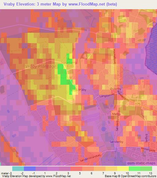 Vraby,Denmark Elevation Map
