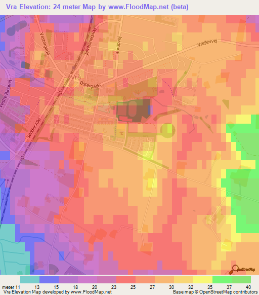 Vra,Denmark Elevation Map