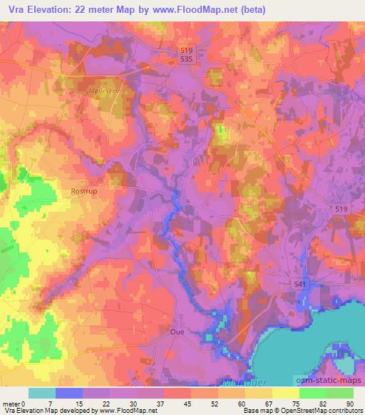 Vra,Denmark Elevation Map