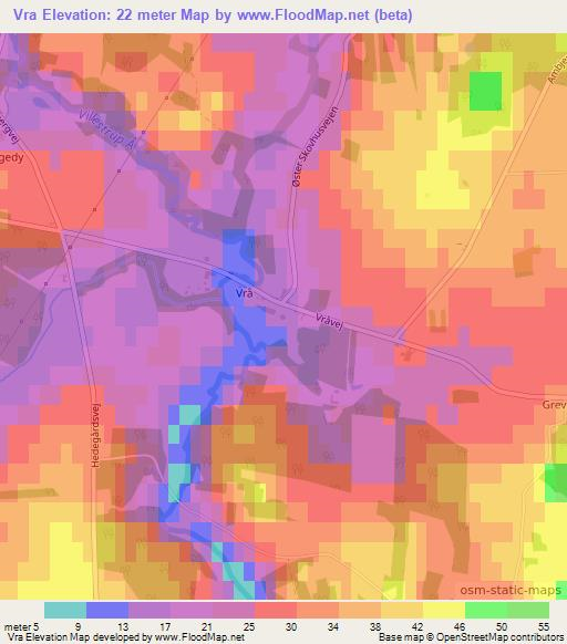 Vra,Denmark Elevation Map