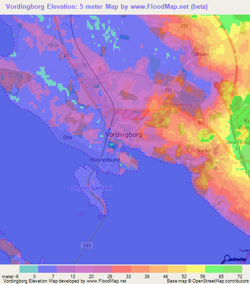 Vordingborg,Denmark Elevation Map