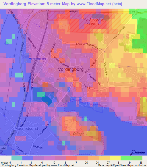 Vordingborg,Denmark Elevation Map