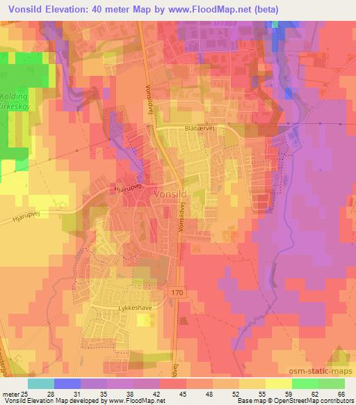 Vonsild,Denmark Elevation Map