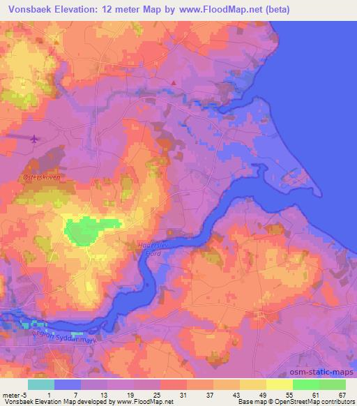 Vonsbaek,Denmark Elevation Map