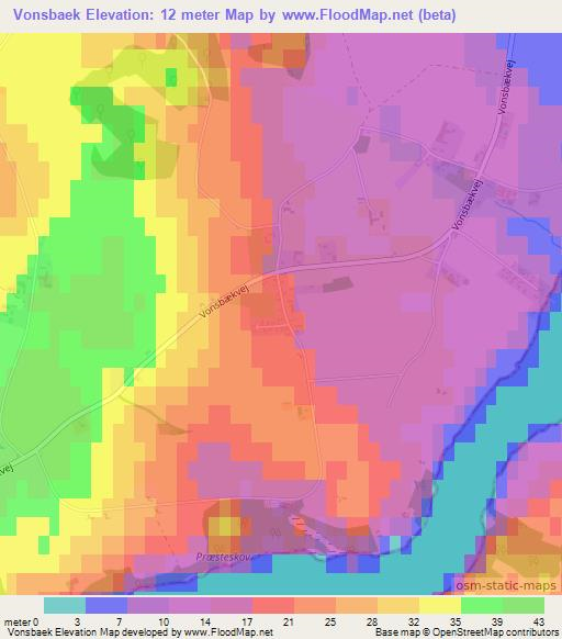 Vonsbaek,Denmark Elevation Map