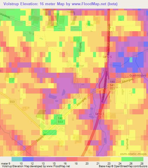 Volstrup,Denmark Elevation Map