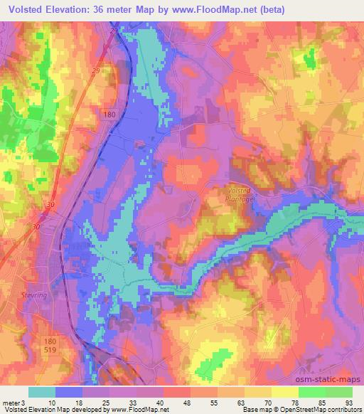 Volsted,Denmark Elevation Map