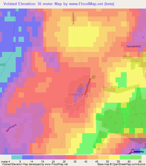 Volsted,Denmark Elevation Map