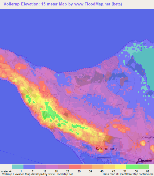 Vollerup,Denmark Elevation Map