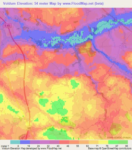 Voldum,Denmark Elevation Map