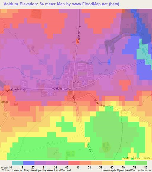 Voldum,Denmark Elevation Map