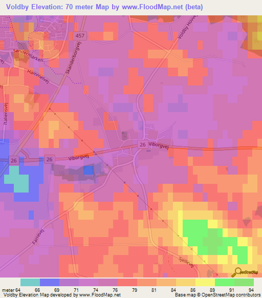 Voldby,Denmark Elevation Map