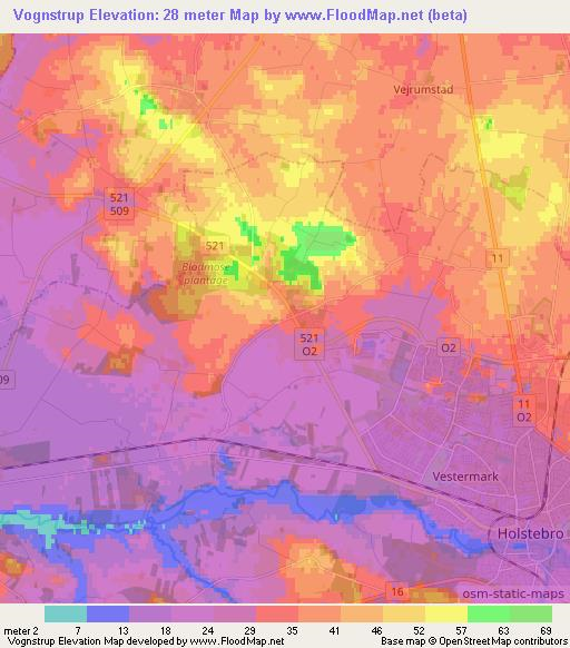 Vognstrup,Denmark Elevation Map