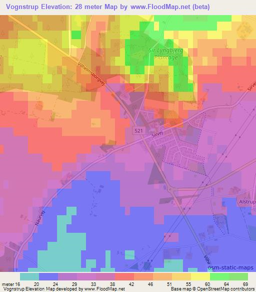 Vognstrup,Denmark Elevation Map