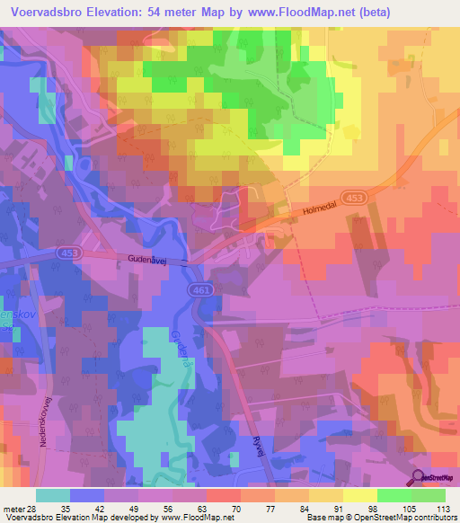 Voervadsbro,Denmark Elevation Map