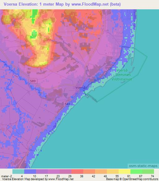 Voersa,Denmark Elevation Map