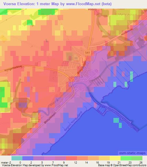 Voersa,Denmark Elevation Map