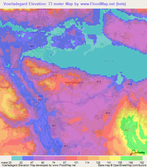 Voerladegard,Denmark Elevation Map