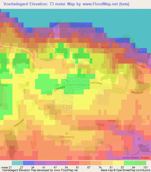 Voerladegard,Denmark Elevation Map