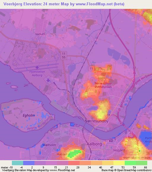 Voerbjerg,Denmark Elevation Map