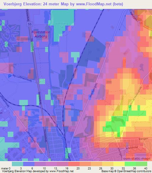 Voerbjerg,Denmark Elevation Map