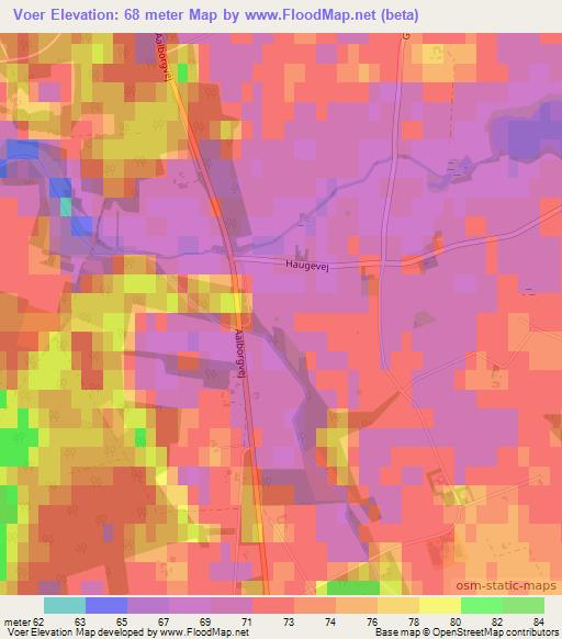 Voer,Denmark Elevation Map