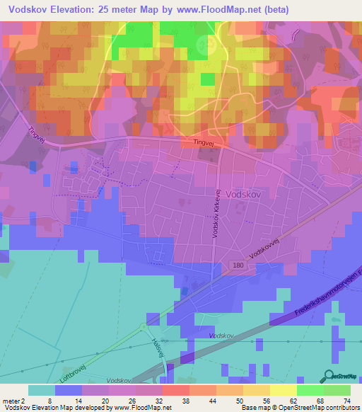 Vodskov,Denmark Elevation Map