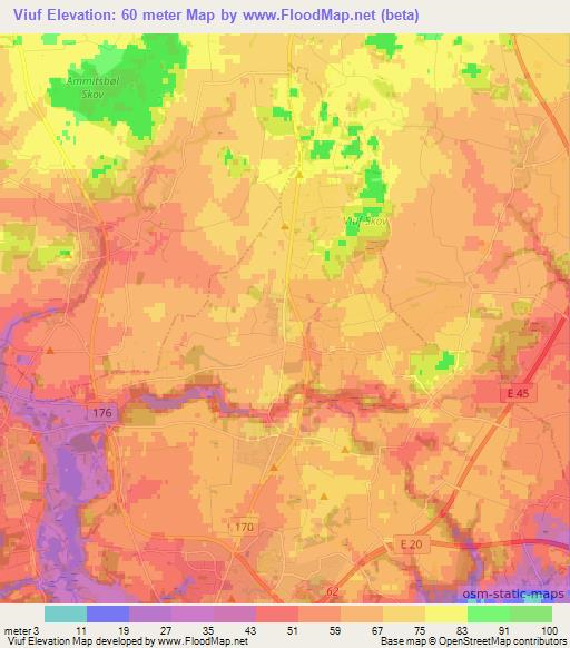 Viuf,Denmark Elevation Map