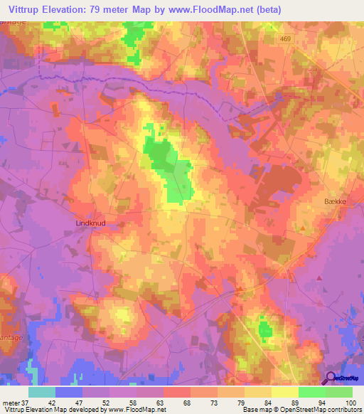 Vittrup,Denmark Elevation Map