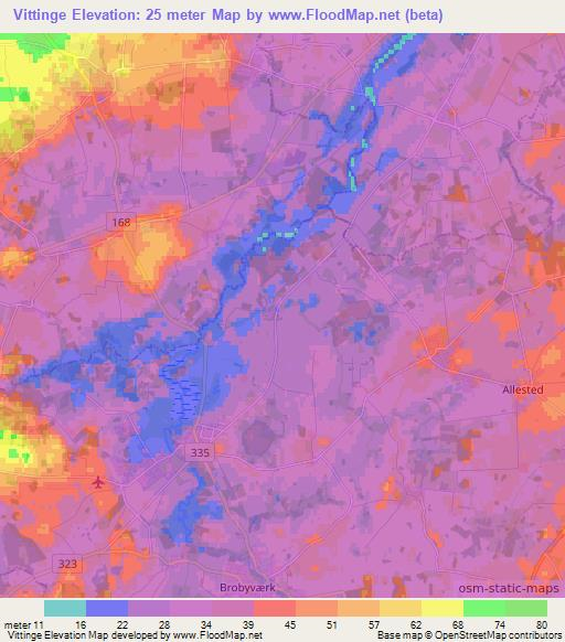 Vittinge,Denmark Elevation Map