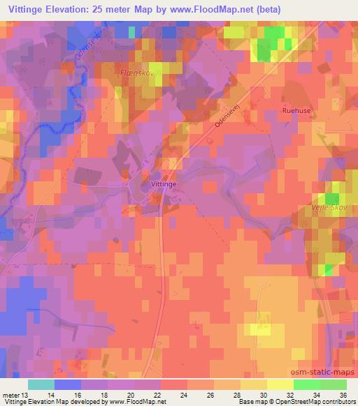 Vittinge,Denmark Elevation Map