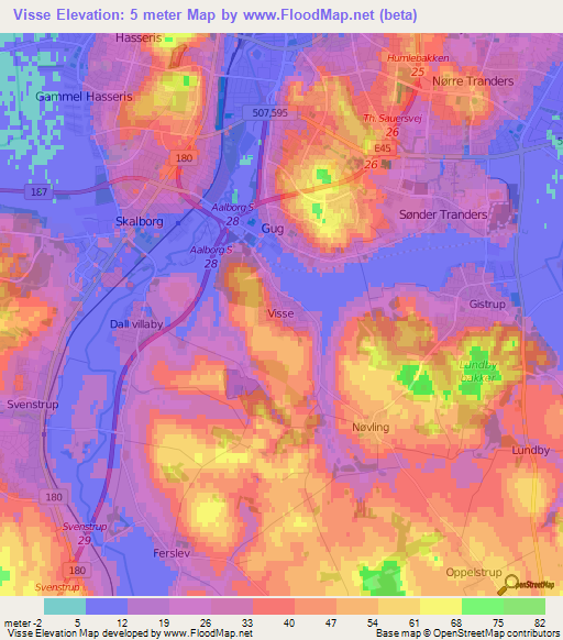 Visse,Denmark Elevation Map