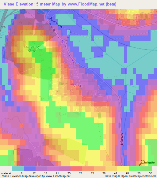 Visse,Denmark Elevation Map