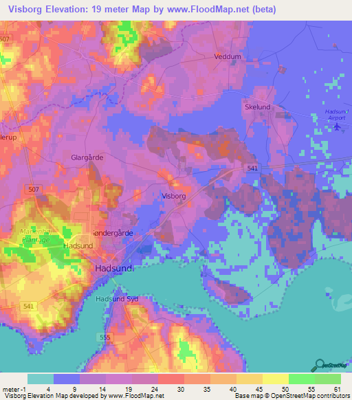 Visborg,Denmark Elevation Map